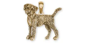 Border Terrier Jewelry 14k Yellow Gold Vermeil Handmade Border Terrier Pendant  BDT1-PVM