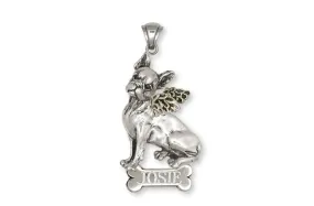 Boston Terrier Angel Pendant Jewelry Sterling Silver Handmade Dog Pendant BT11-ANP