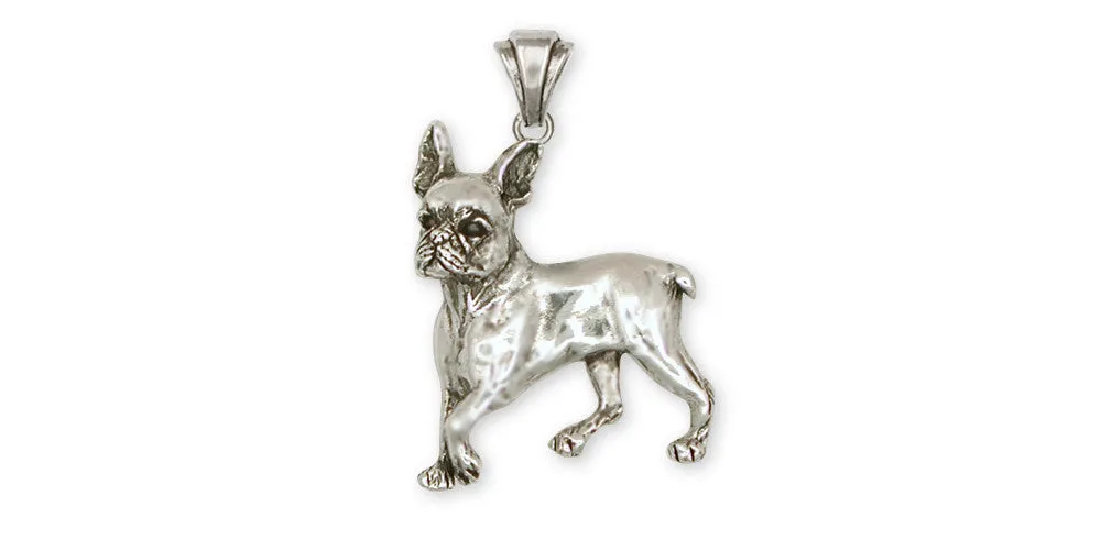 Boston Terrier Pendant Jewelry Sterling Silver Handmade Dog Pendant BT8-P