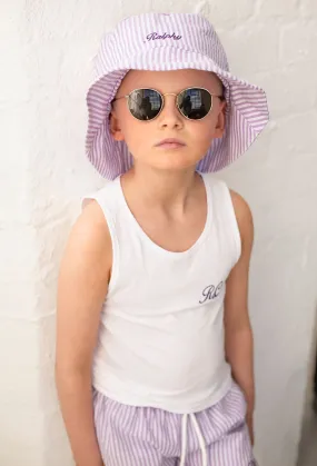 Boys Lilac Stripe Bucket Hat