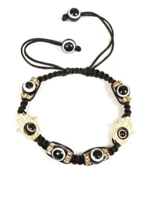 Bracelet - 2 Hamsa - Black And Gold