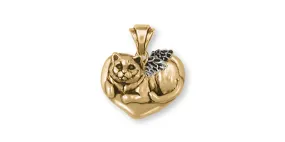 British Shorthair Angel Pendant Jewelry Gold Vermeil Handmade Cat Pendant BRS2-APVM