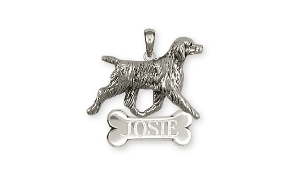 Brittany Dog Personalized Pendant Handmade Sterling Silver Dog Jewelry BR6-NP