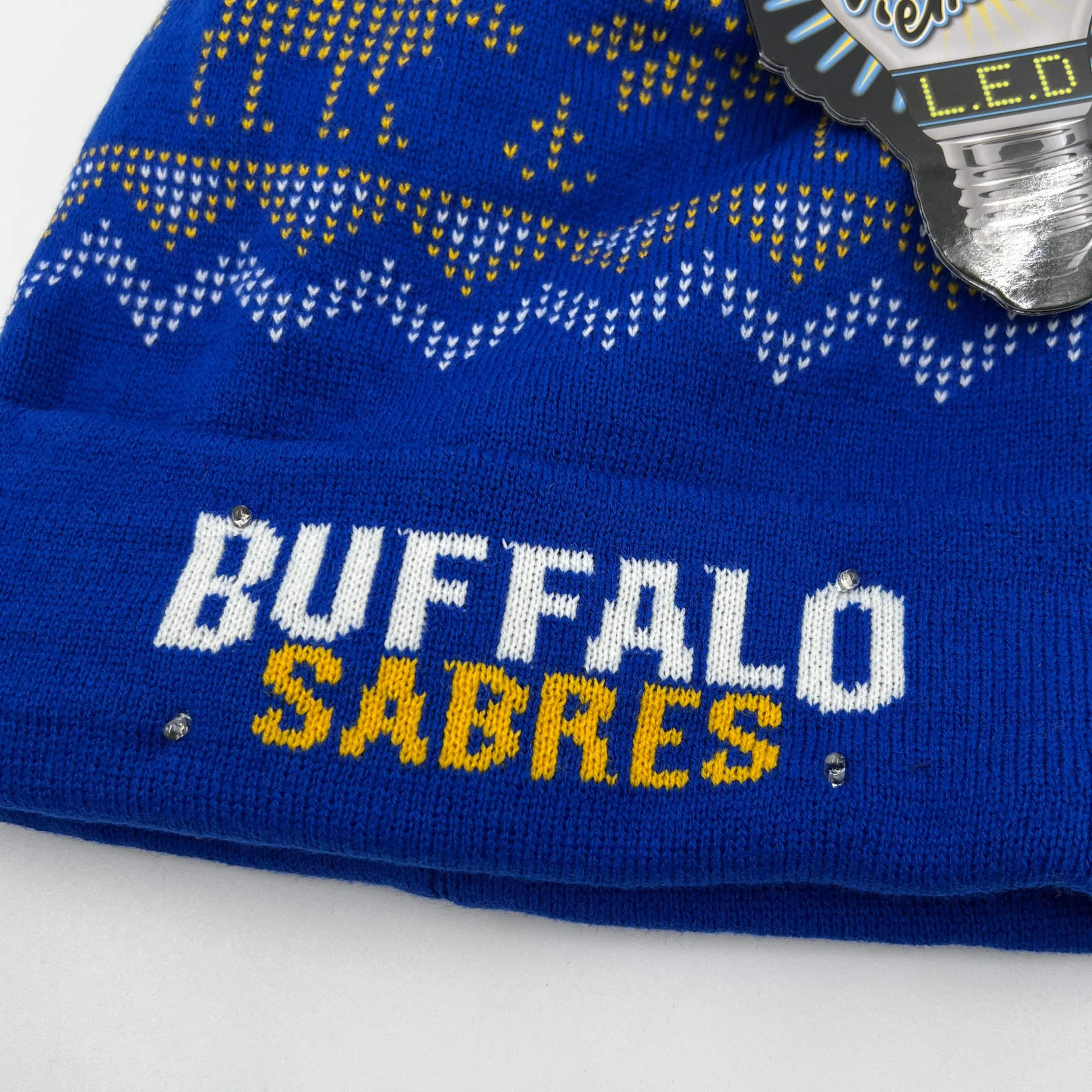 Buffalo Sabres Royal & Gold Light Up Ugly Knit Hat