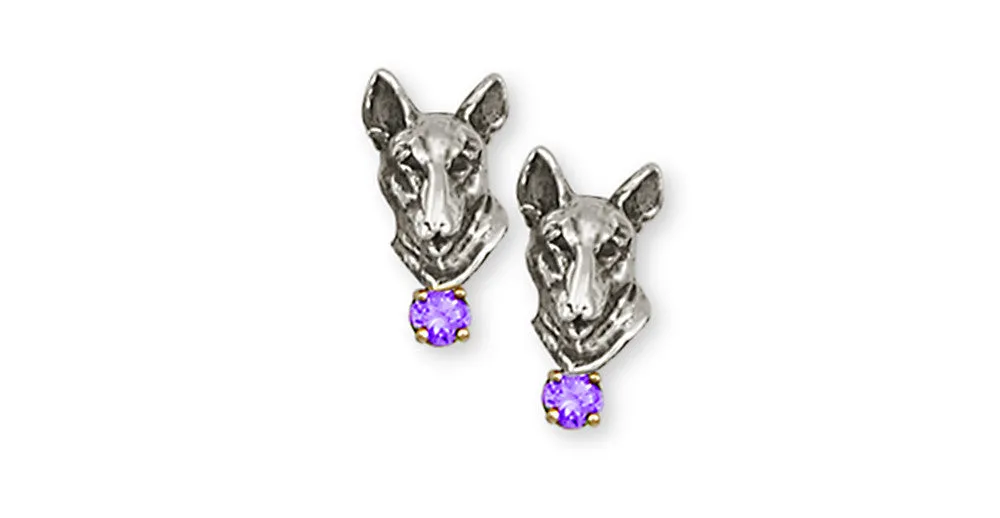 Bull Terrier Earrings Handmade Sterling Silver Dog Jewelry BU4-SE