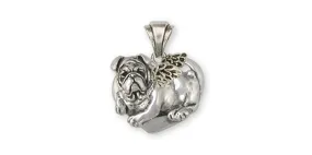 Bulldog Angel Pendant Jewelry Sterling Silver Handmade Dog Pendant BD21-AP