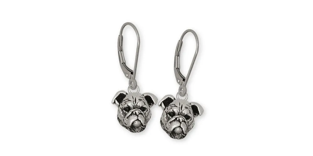 Bulldog Earrings Jewelry Sterling Silver Handmade Dog Earrings BD6-E