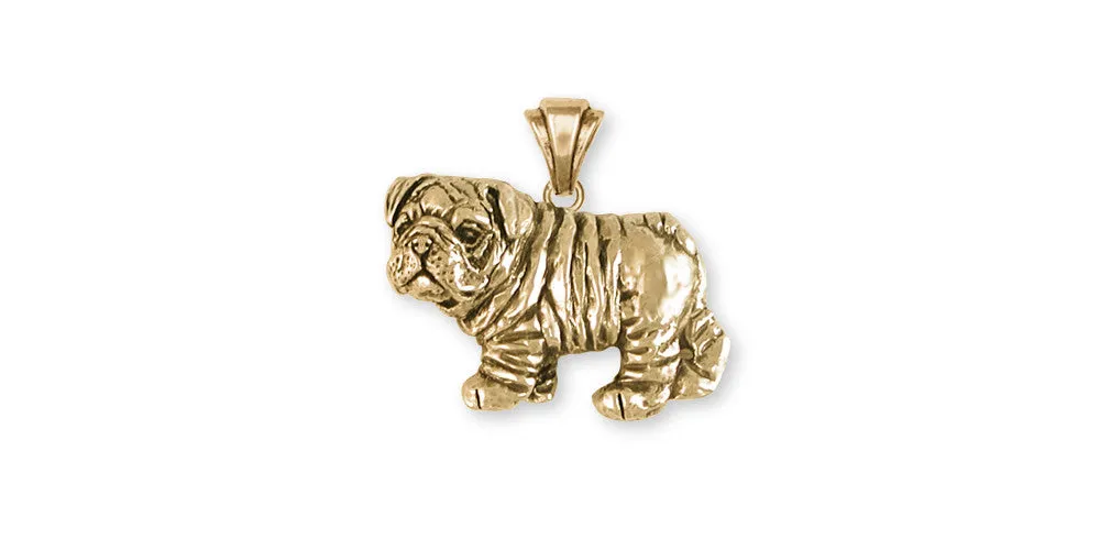 Bulldog Pendant Jewelry Gold Vermeil Handmade Dog Pendant BD22-PVM