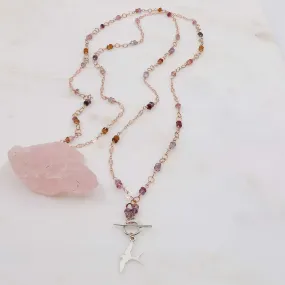 Capistrano - Rose Gold Sapphire or Spinel Lariat Necklace