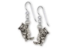 Cat Jewelry Sterling Silver Handmade Cat Earrings  CT60-E