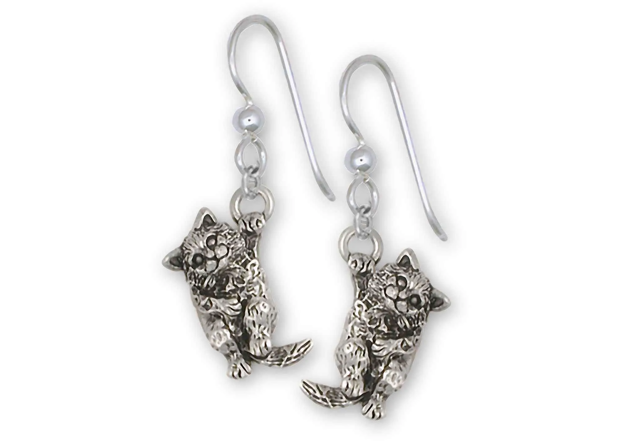 Cat Jewelry Sterling Silver Handmade Cat Earrings  CT60-E