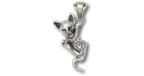 Cat Jewelry Sterling Silver Handmade Cat Pendant  CT51-P