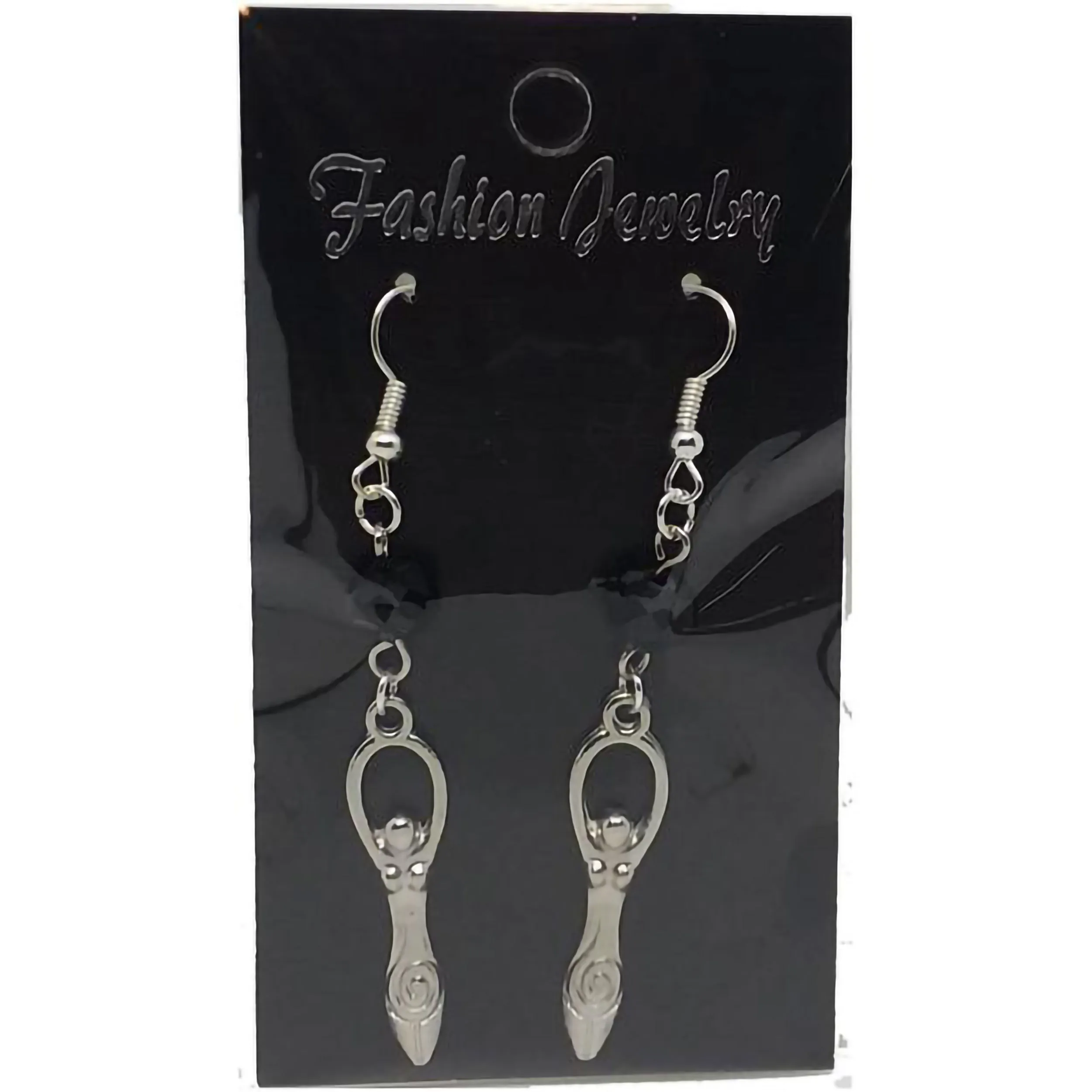 Celestial Celtic Pagan Wicca Wiccan Goddess Charm with Silver Plated Metal Ear Hook Dangle Earrings