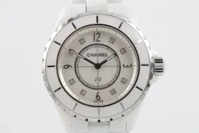 Chanel J12 Quartz 38mm Ladies Watch MOP Dial W Diamond Markers