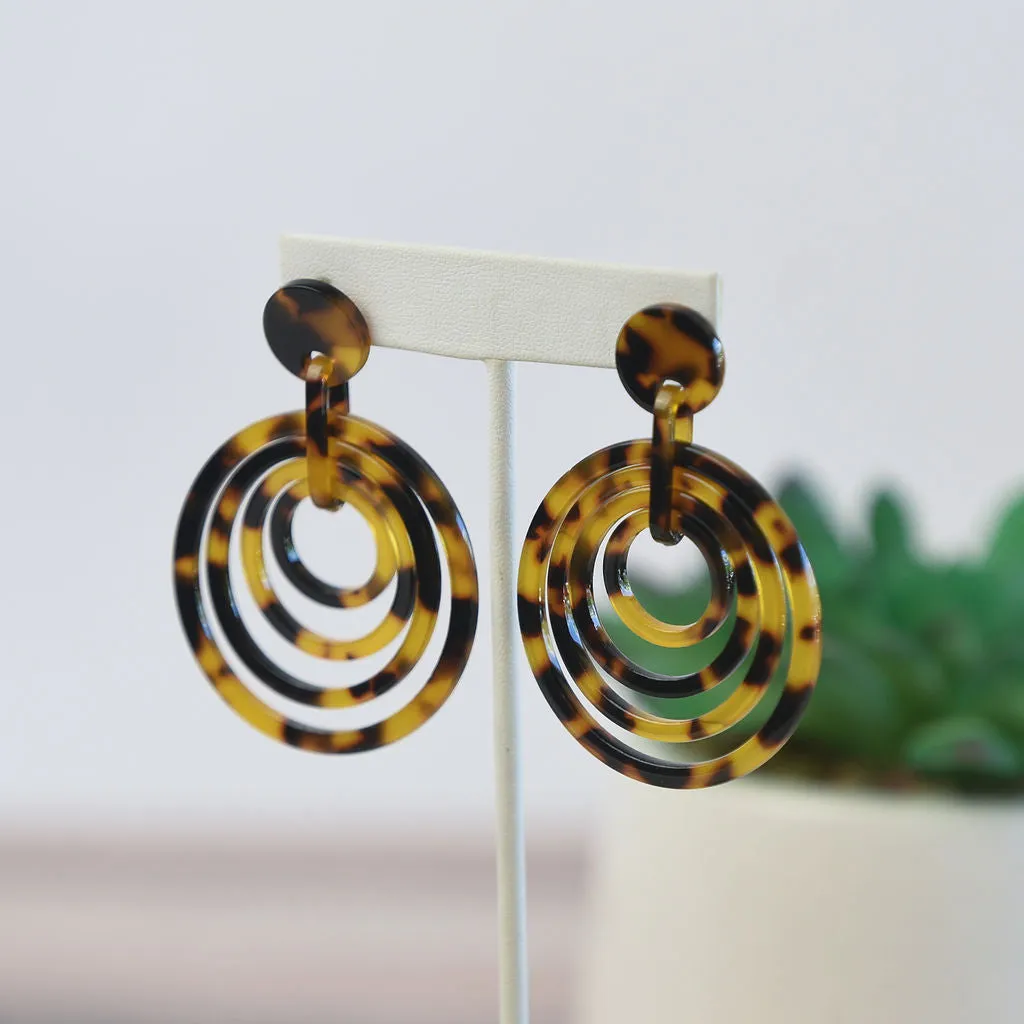 Chloe Tortoise Multi Circle Drop Dangle Earrings