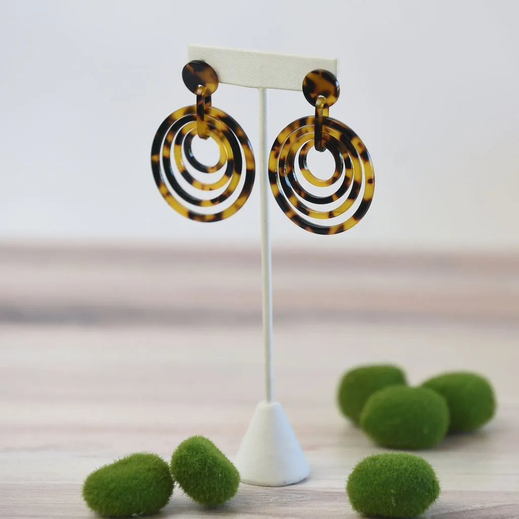 Chloe Tortoise Multi Circle Drop Dangle Earrings