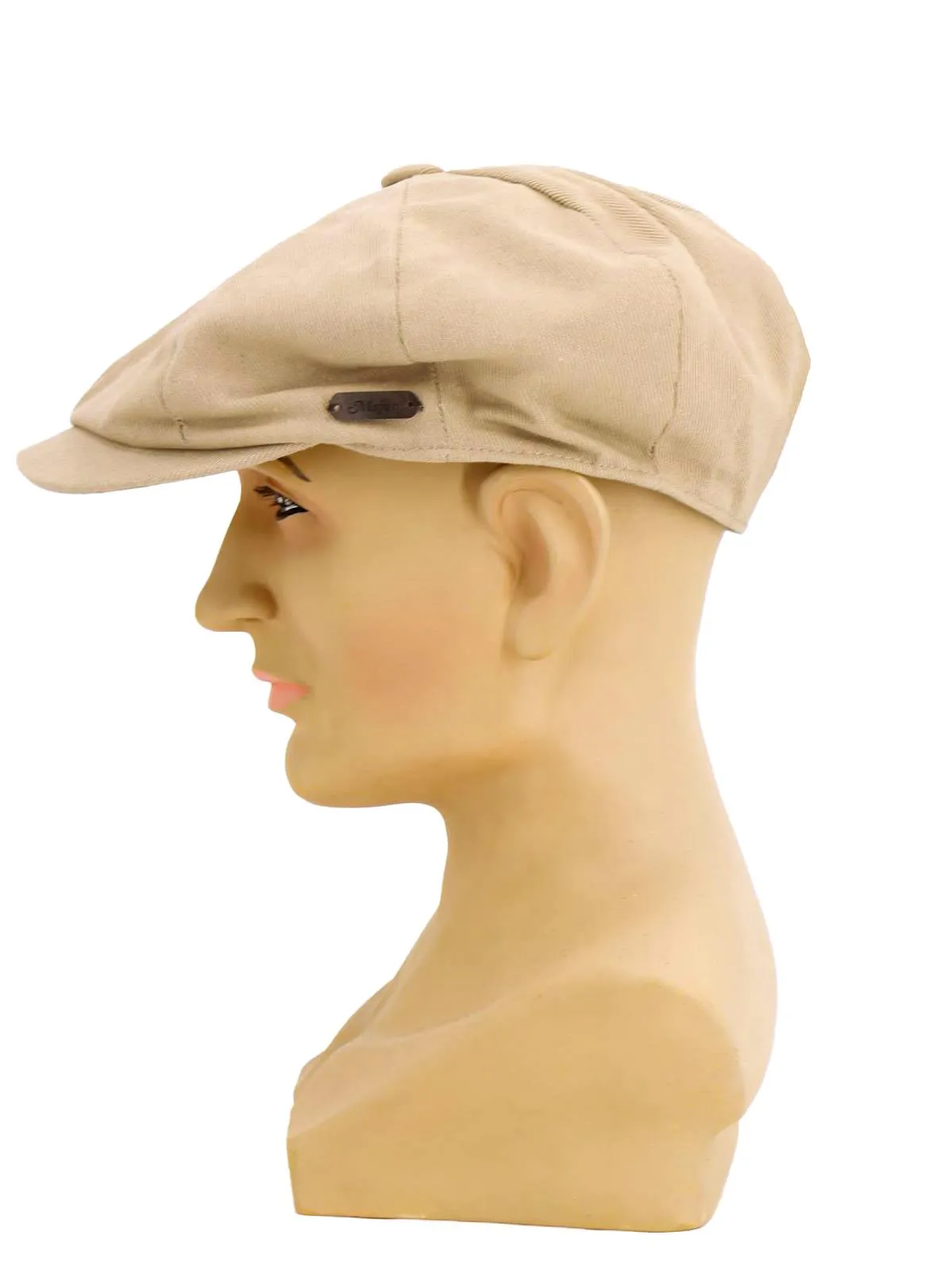 Classic Vintage Style Beige Cotton Newsboy Cap