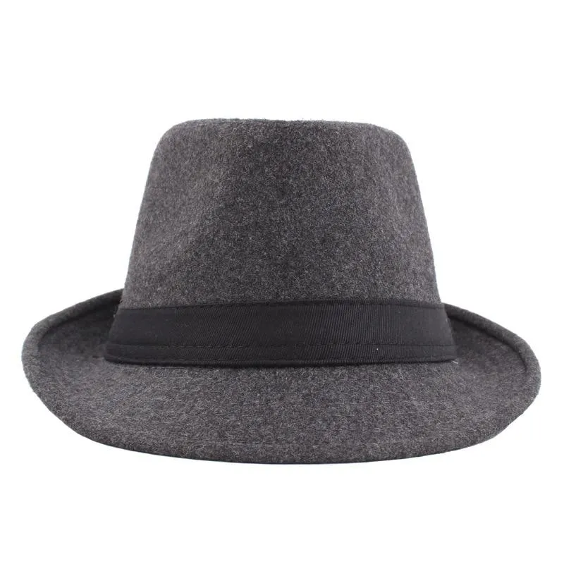 Classic Wide Brim Trilby Fedora Hat with Black Hatband