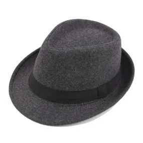 Classic Wide Brim Trilby Fedora Hat with Black Hatband