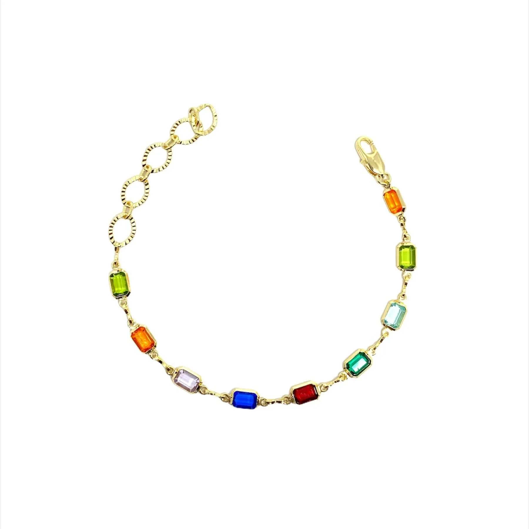 Complete Set Of 18k Gold Filled Multicolor Necklace, Bracelet And Anklet For Wholesale