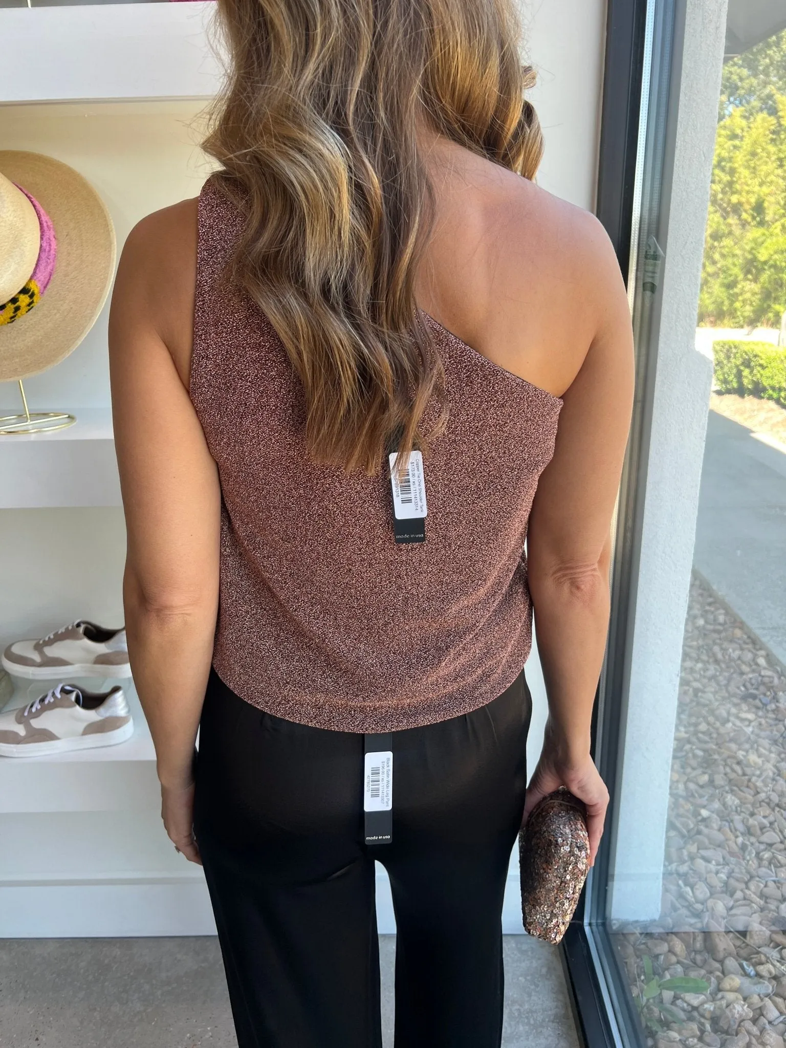 Copper Tie One Shoulder Tank