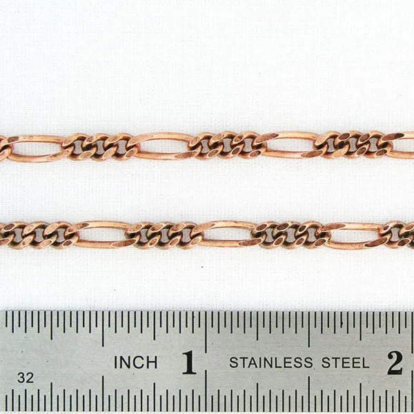 Custom Bracelet Chain Solid Copper Fine Figaro Chain Bracelet BC41M Custom Size Copper Bracelet Chain