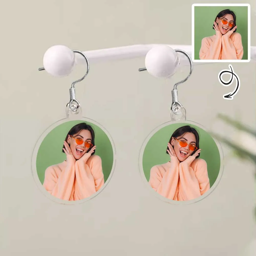 Custom Photo Face Unique Earrings Personalized Portrait Earrings Custom Photo Earrings (Two Pairs)