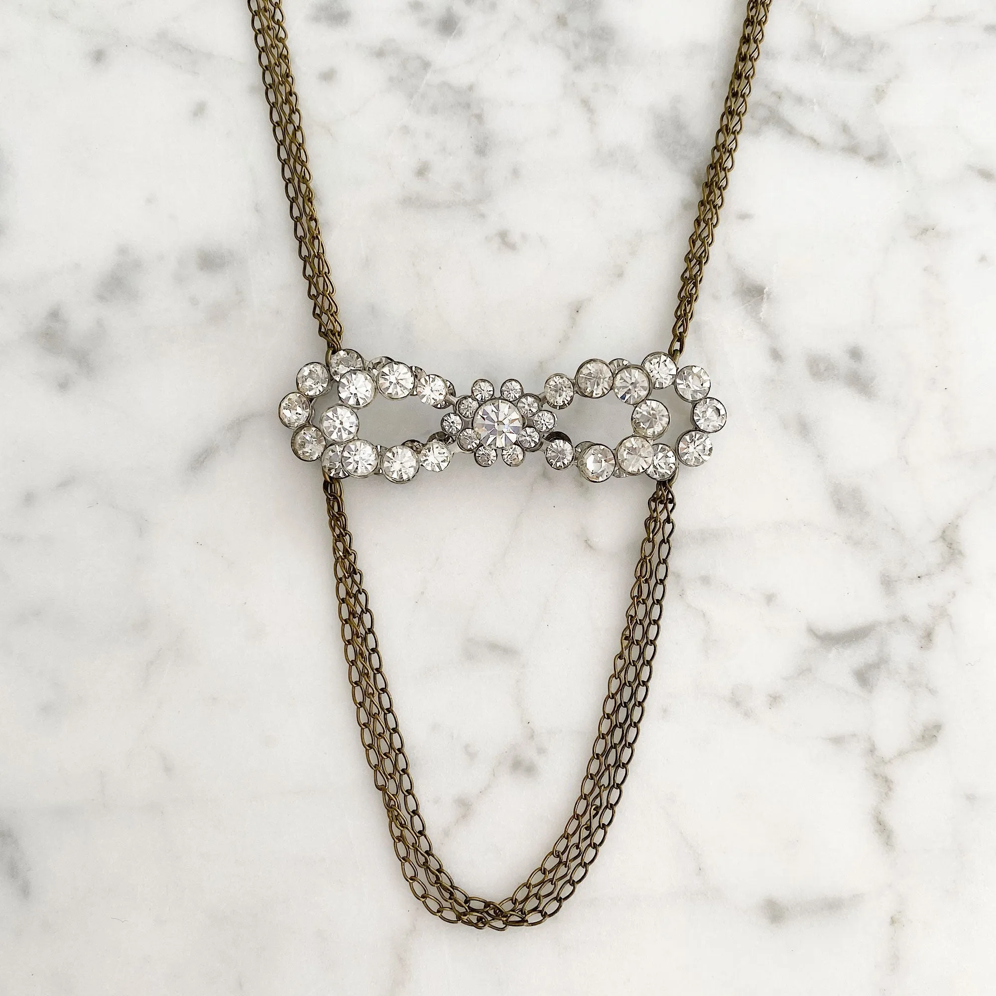 DABNEY vintage rhinestone bow necklace