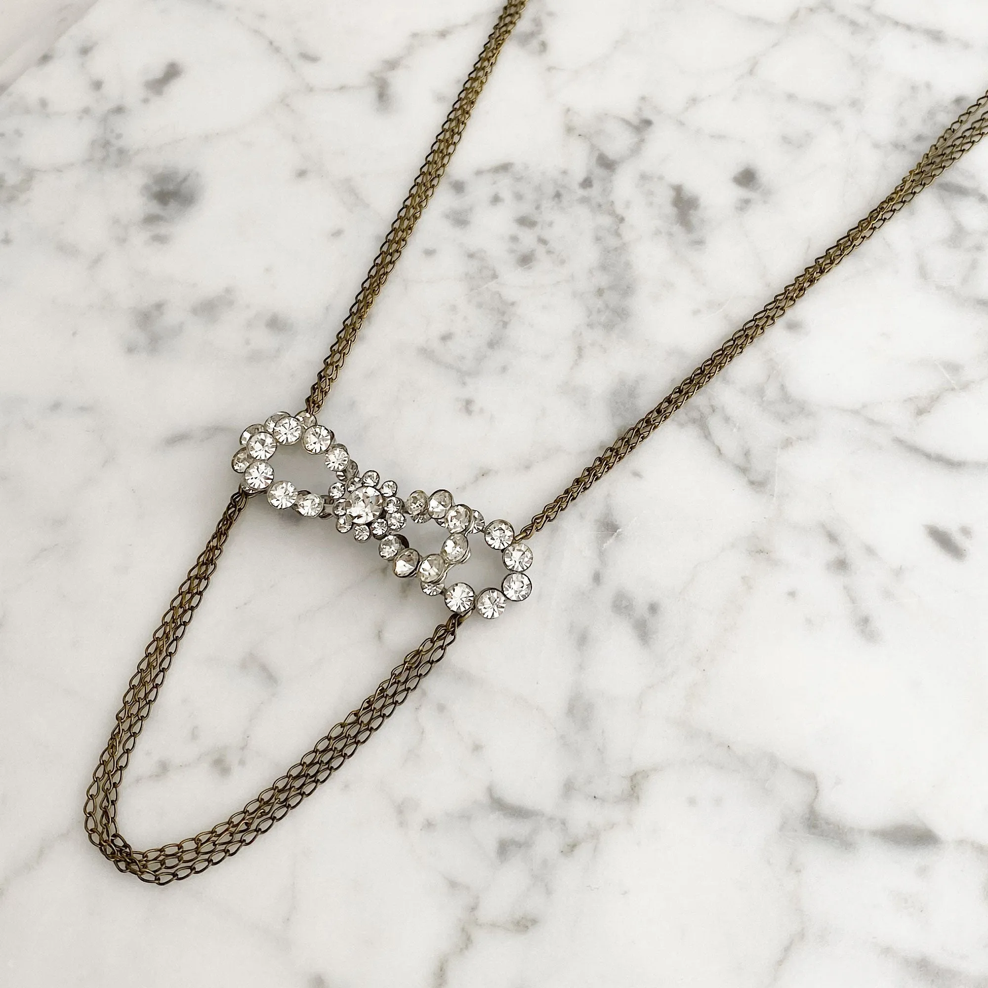 DABNEY vintage rhinestone bow necklace