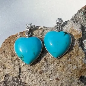 Diamond & Turquoise Heart Drop Earrings