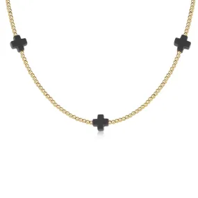 ENewton 15 2mm Signature Cross Charcoal Choker