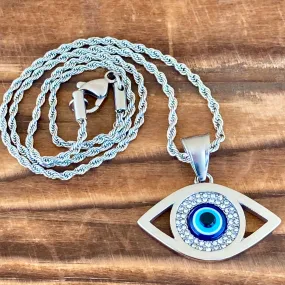 Evil Eye Pendant - Rope Necklace - AJ05