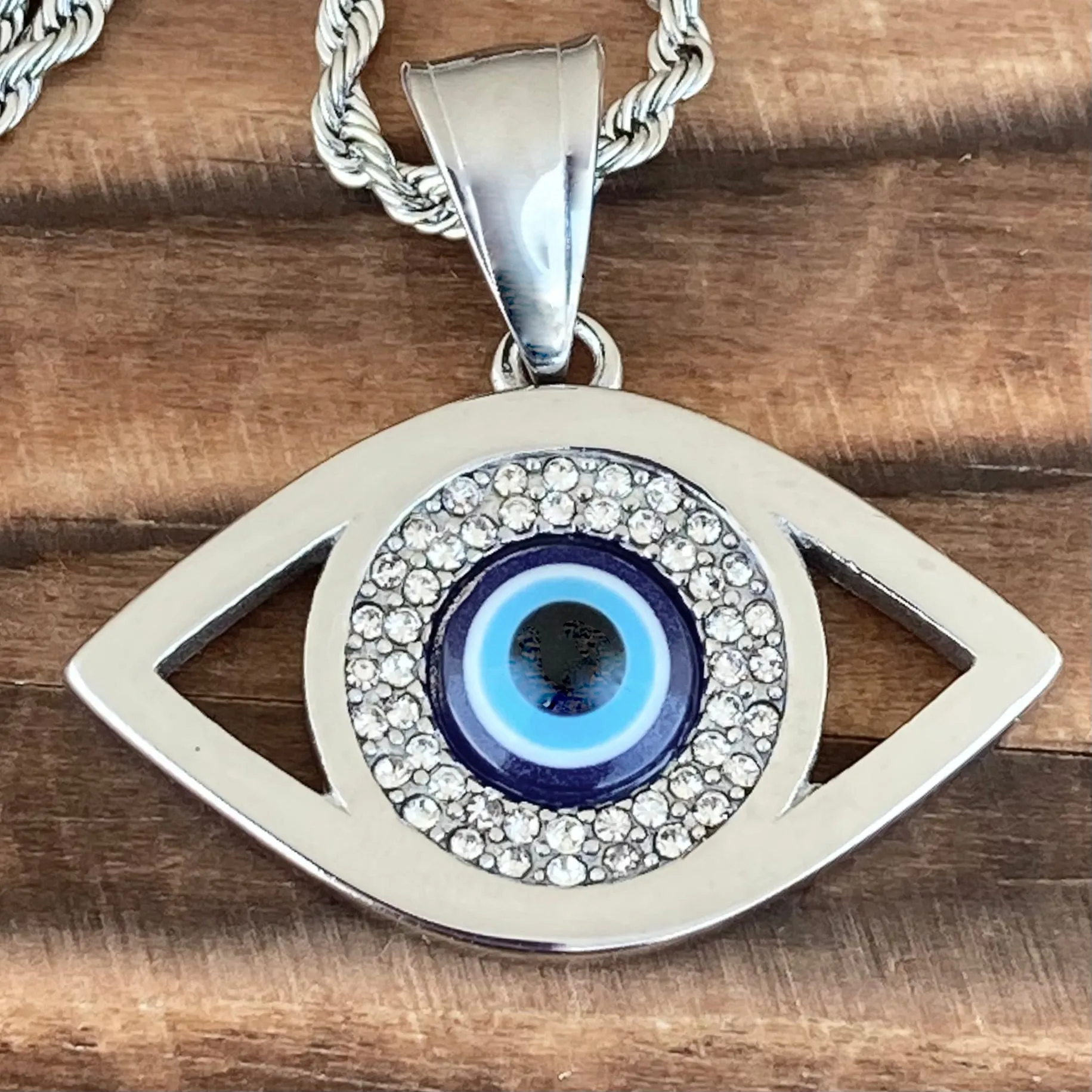 Evil Eye Pendant - Rope Necklace - AJ05