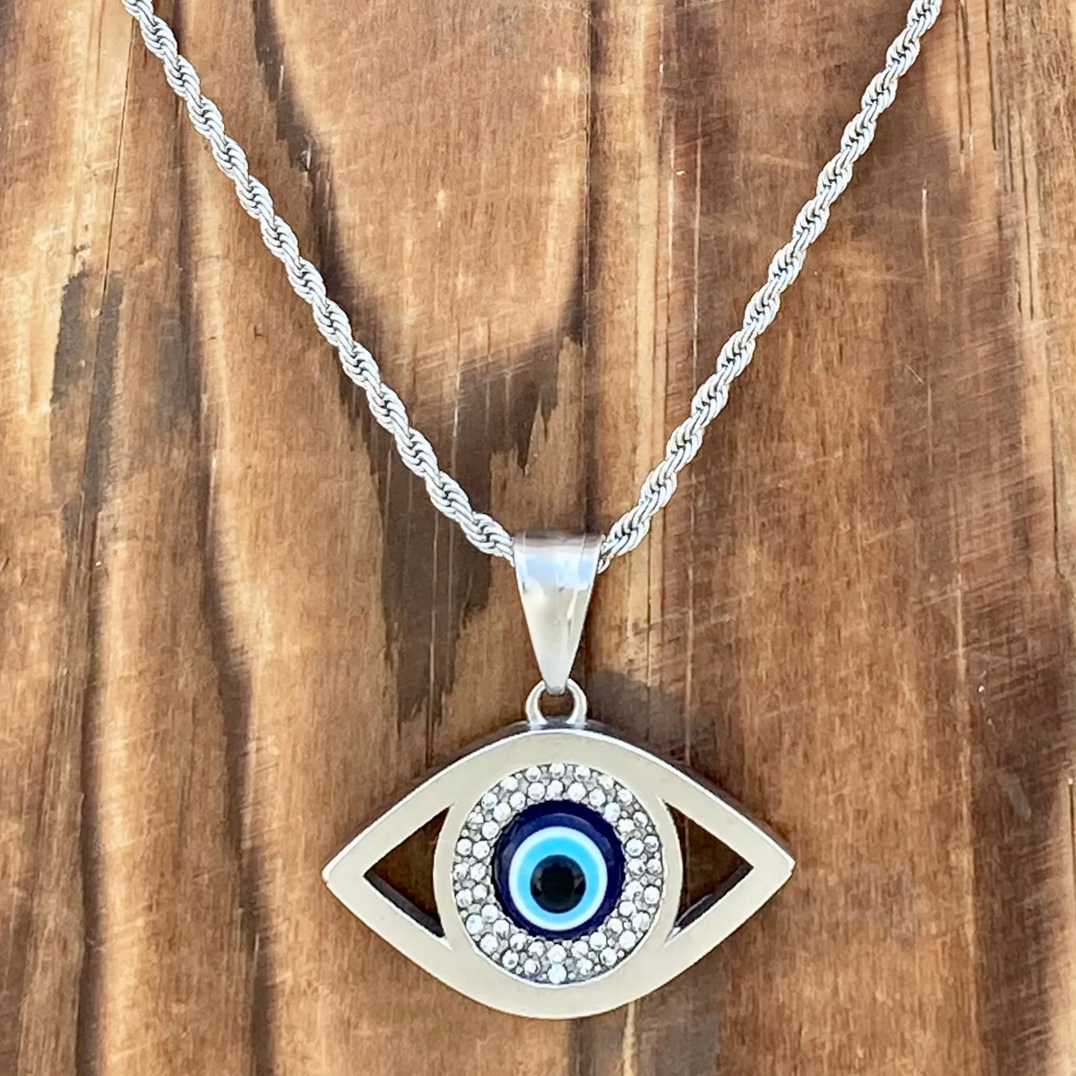 Evil Eye Pendant - Rope Necklace - AJ05