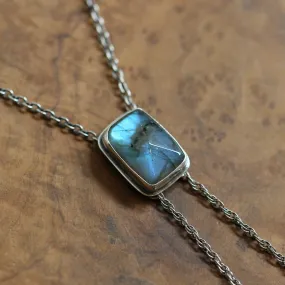 Faceted Labradorite Mock Bolo - Silversmith - .925 Sterling Silver - Labradorite Necklace