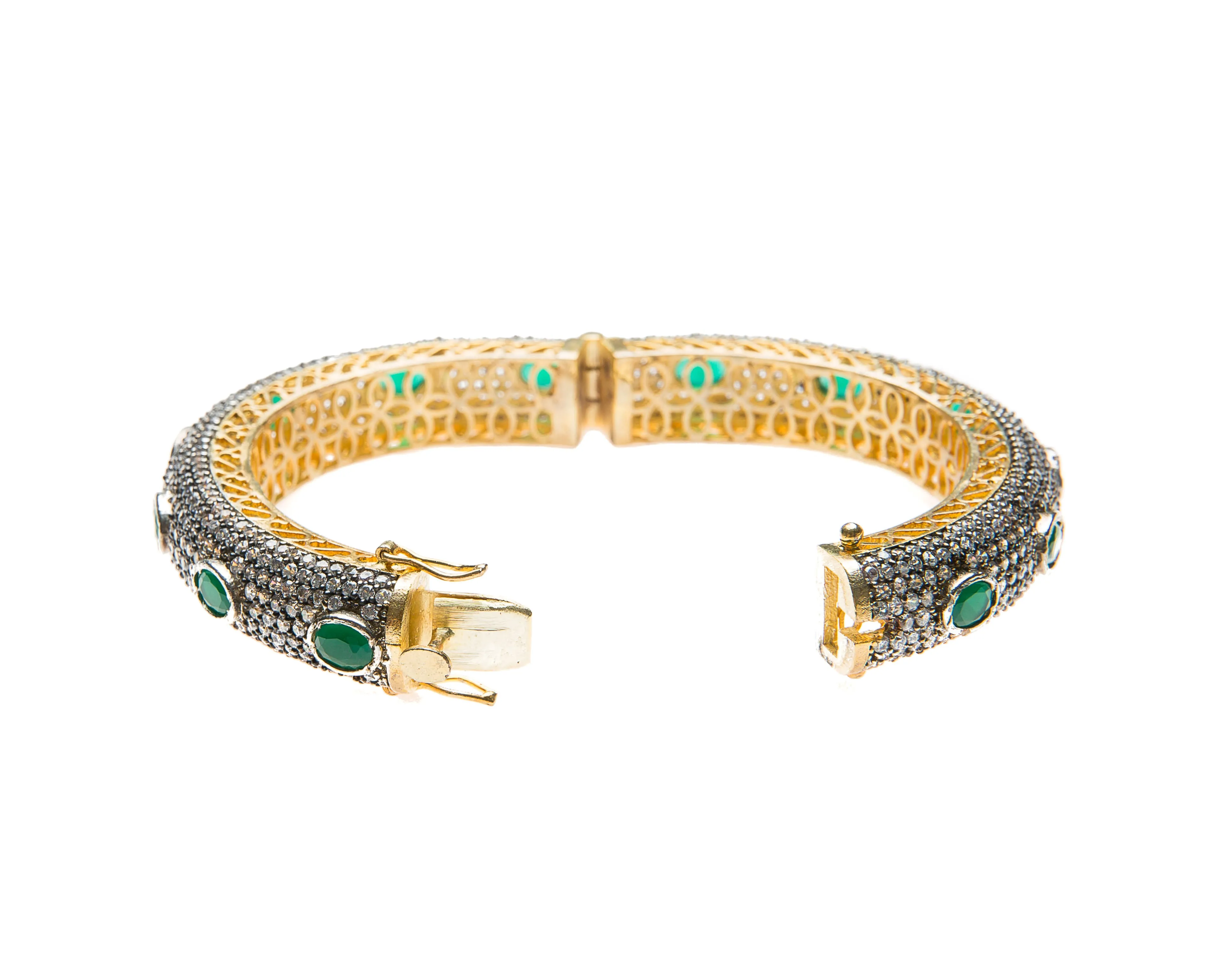 Fara Cuff (Green Stone & Swarovski)