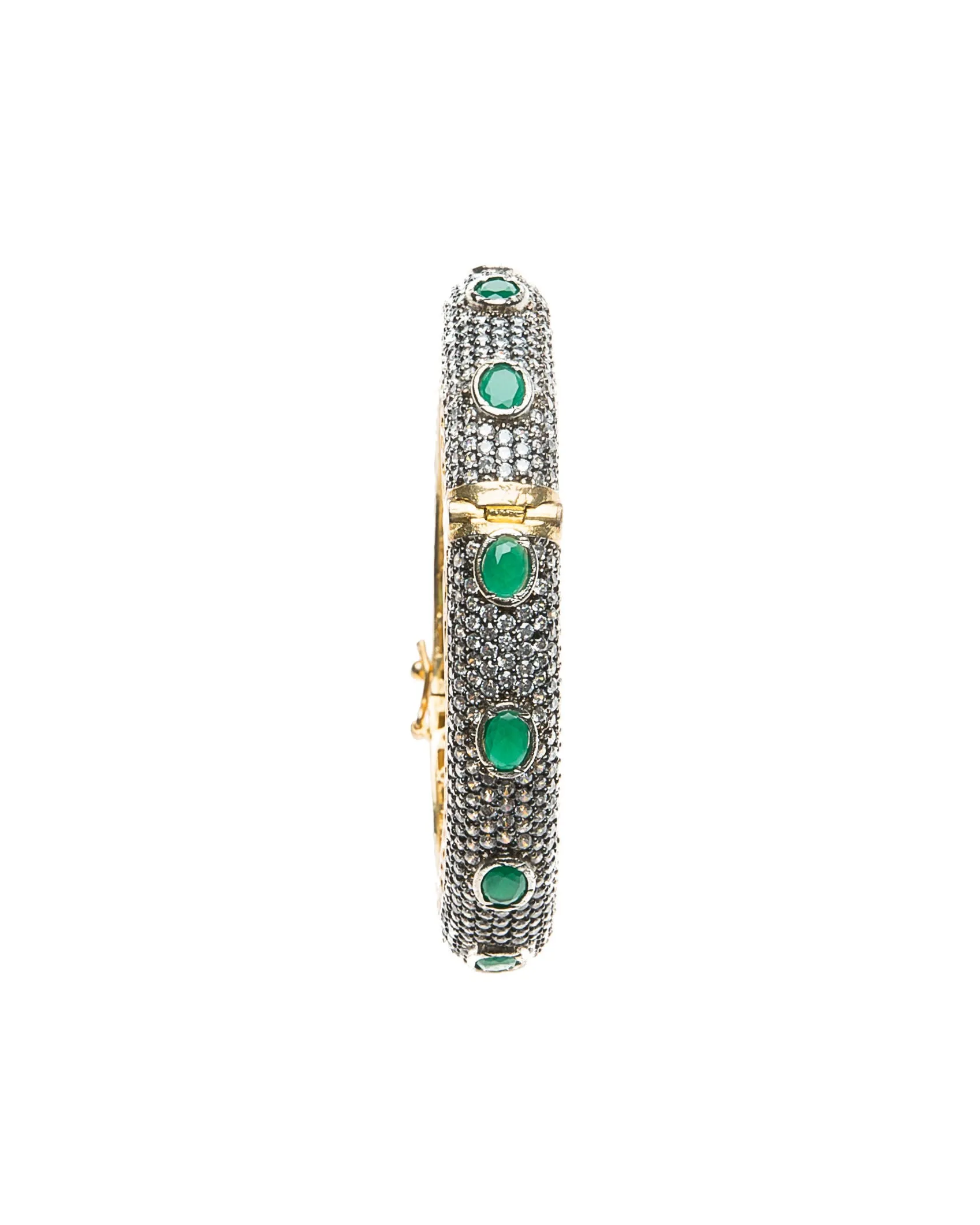 Fara Cuff (Green Stone & Swarovski)