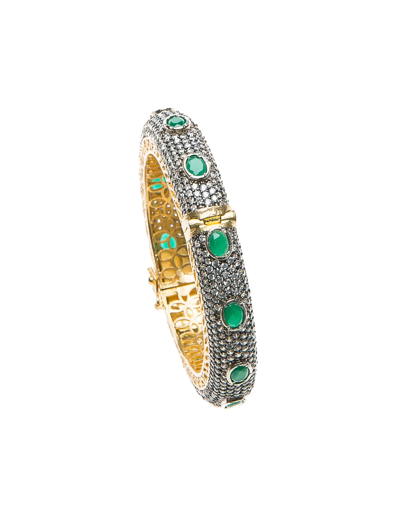 Fara Cuff (Green Stone & Swarovski)