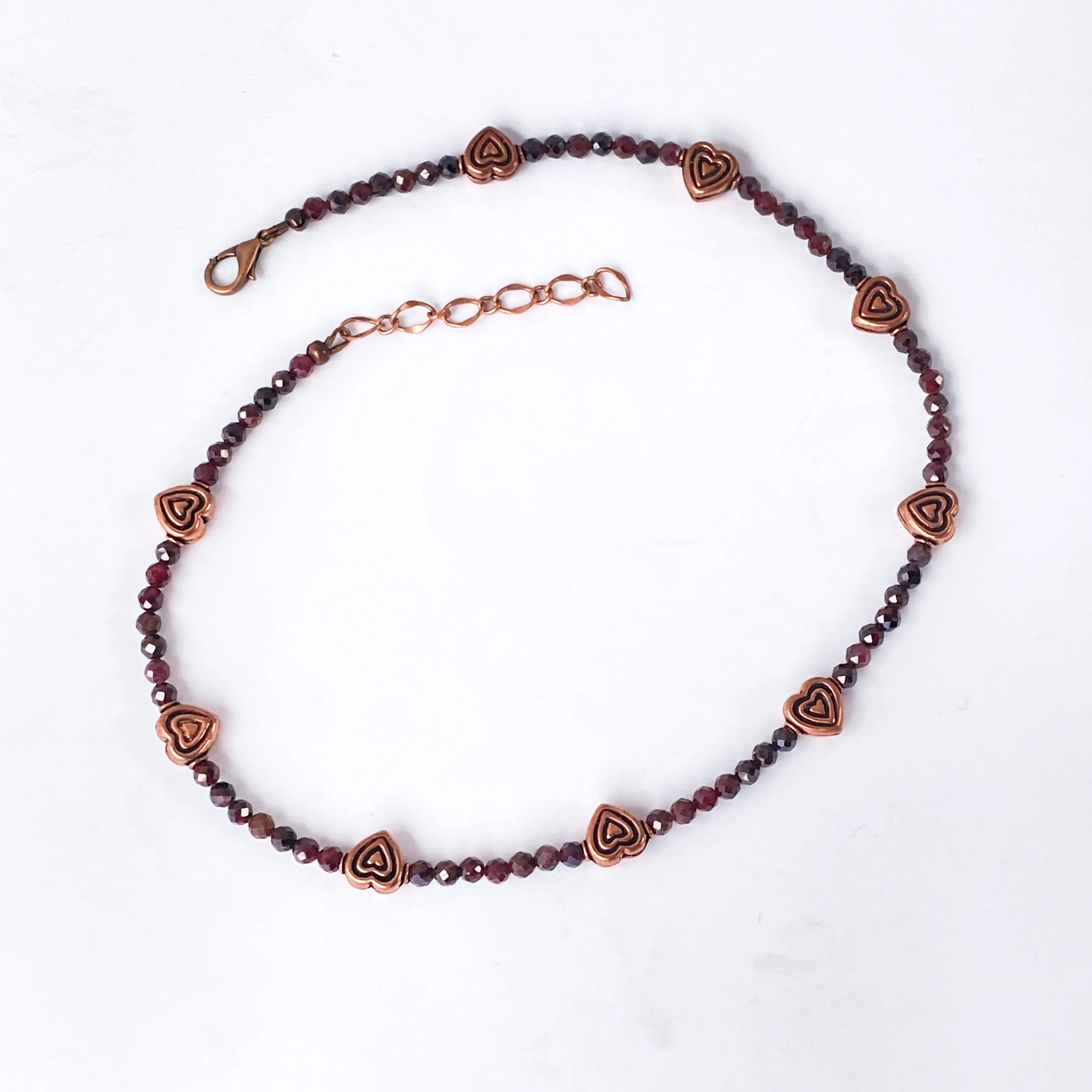 Garnet and Copper Heart Necklace