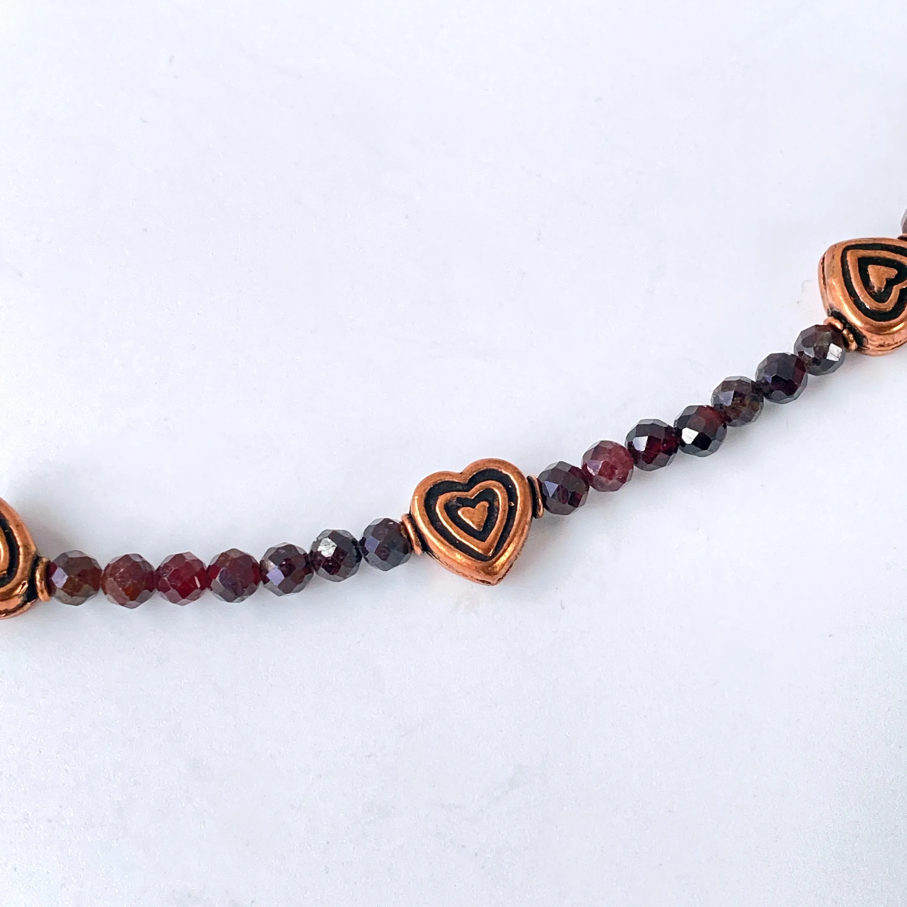 Garnet and Copper Heart Necklace