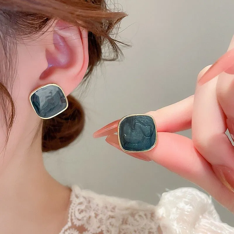 Geometric Square Stud Earrings - Small Sweet Charm Jewelry WB239