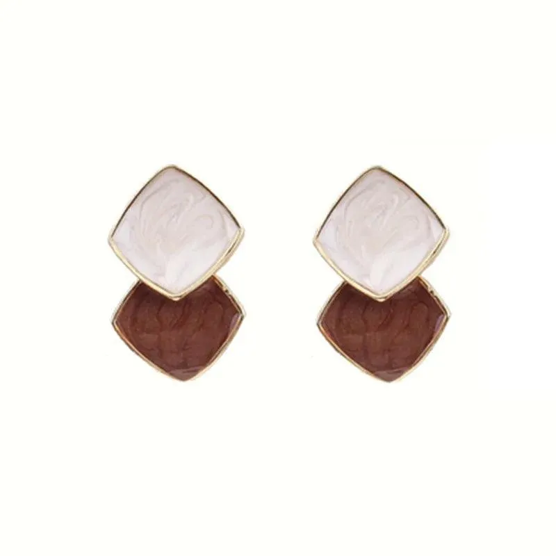 Geometric Square Stud Earrings - Small Sweet Charm Jewelry WB239