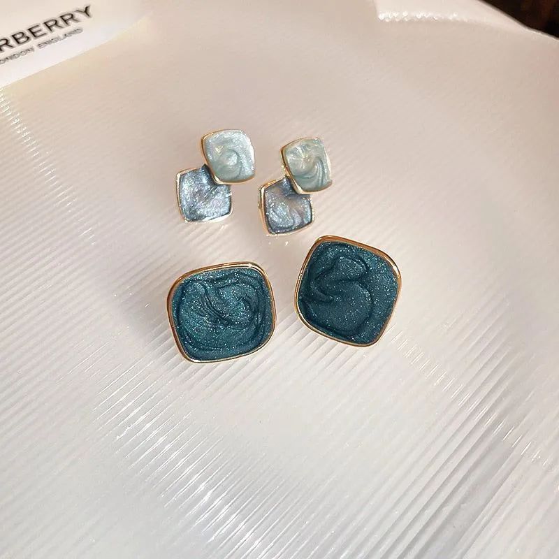 Geometric Square Stud Earrings - Small Sweet Charm Jewelry WB239