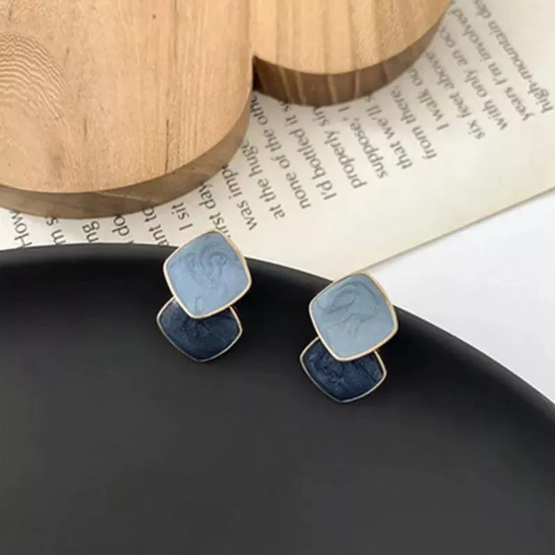 Geometric Square Stud Earrings - Small Sweet Charm Jewelry WB239