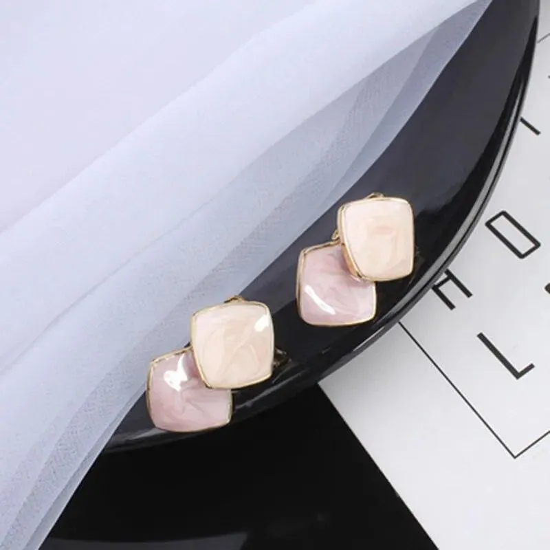 Geometric Square Stud Earrings - Small Sweet Charm Jewelry WB239