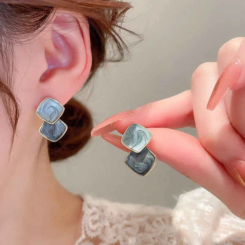 Geometric Square Stud Earrings - Small Sweet Charm Jewelry WB239