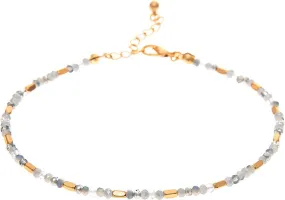 Gold and Grey Beaded Anklet