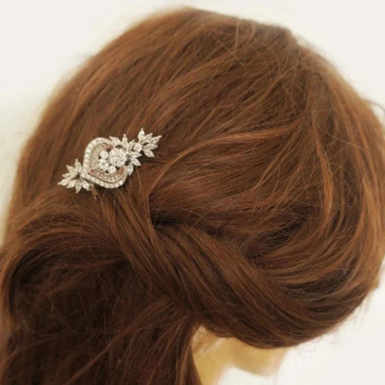 Gold CZ Floral Hair Comb Perin