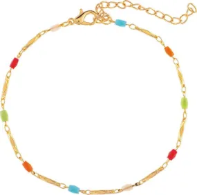 Gold Multicolor Bead Anklet