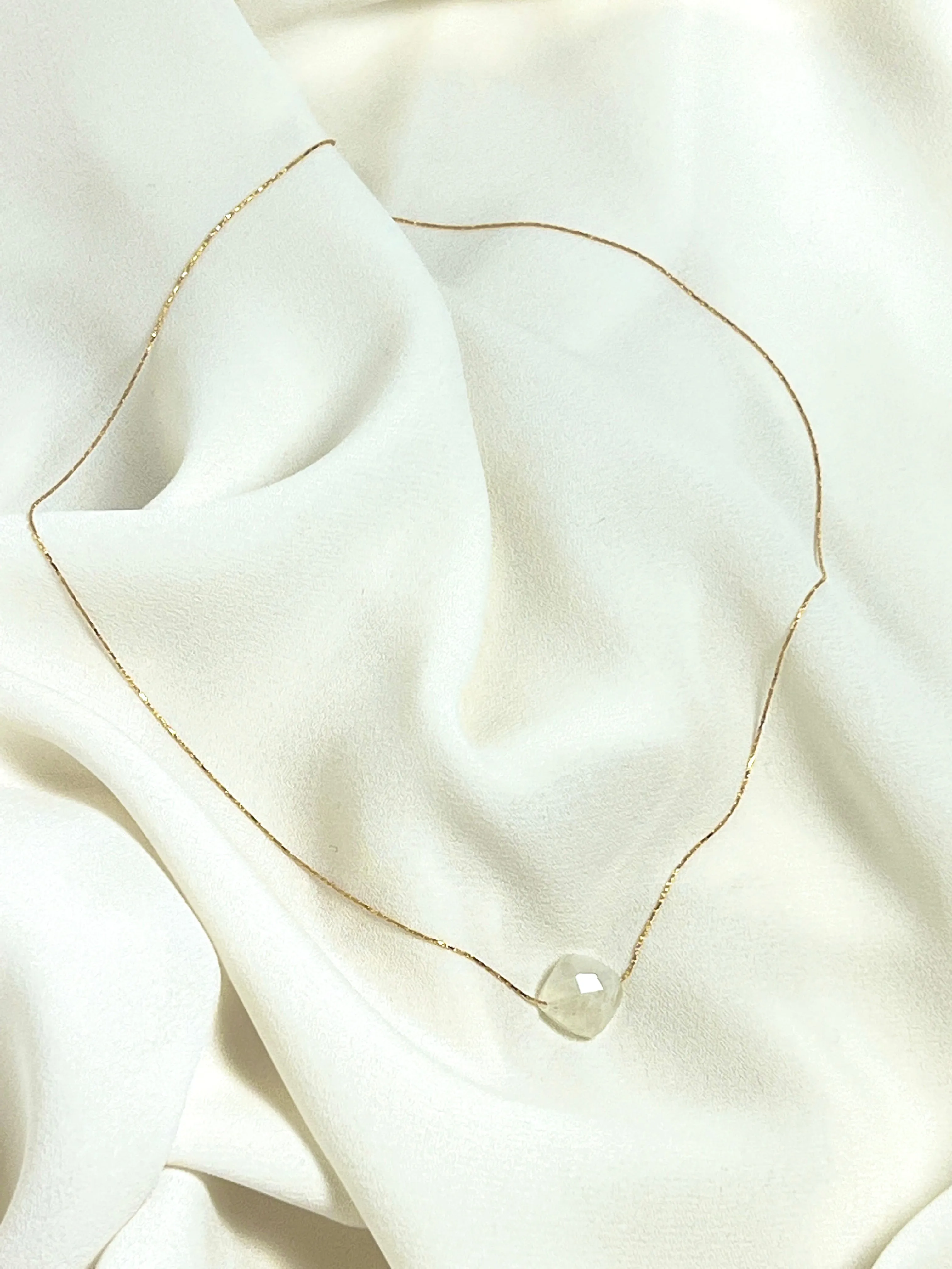 Gold Rainbow Moonstone Necklace